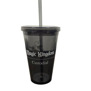Disney Magic Kingdom Custodial Mickey Mouse Tumbler Smoke Gray Travel Cup Lid
